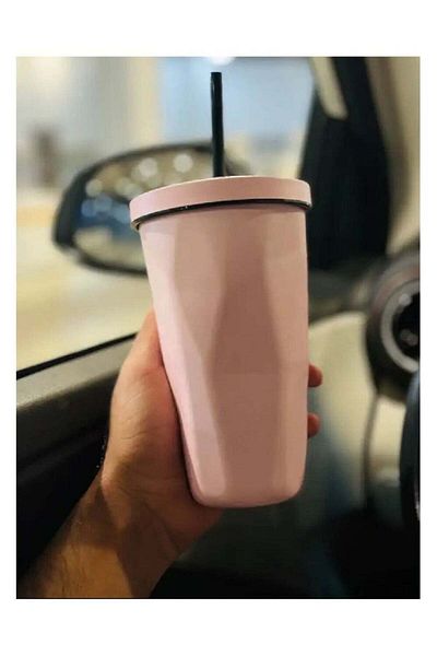 Generic Insulated Stainless Steel Coffee Mug with Lid and Straw