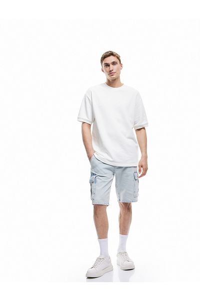 Koton Oversize βαμβακερή τσέπη με λεπτομέρειες Bermuda Cargo Jean σορτς