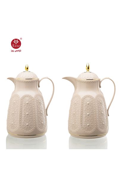 Rose RS-132-Islamic patterned tea and coffee thermos set consisting of 2 rose thermoses, one for 1.5 liters of coffee and one for 1.5 liters of tea