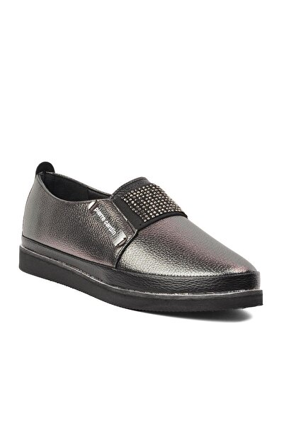 Pierre Cardin Konforlu Taş Detaylı Casual Ayakkabı Gri Kadın Sneaker Platin