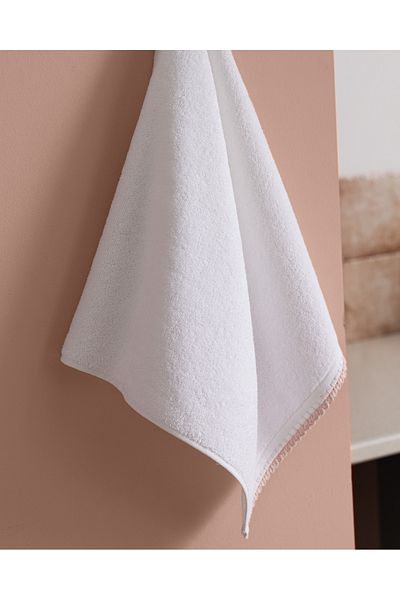 Madame Coco Camille Crochet 100% Cotton Face Towel - White/Powder - 50X70 cm
