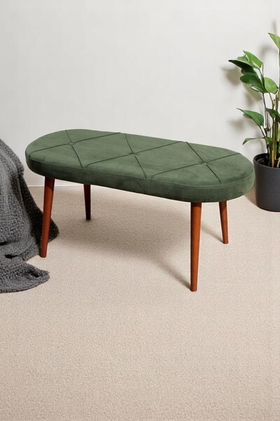 MYMASSA Bench - Soho Yeşil - Ahşap Ceviz Ayak