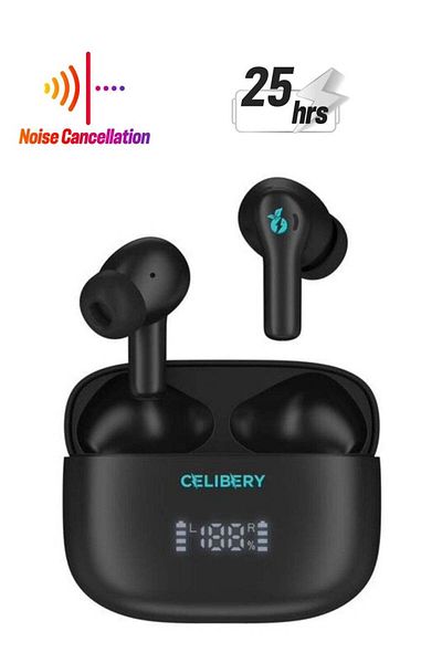 celibery Bluetooth Earphones, 10mm Drivers with Big Bass True Wireless Earbuds, 25H Playtime, IPX5,