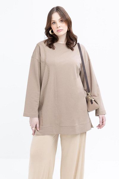 ALLDAY Embroidered Crew Neck Tunic