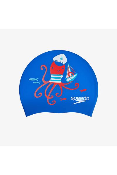 SPEEDO Cască de înot albastră pentru copii din silicon imprimat
