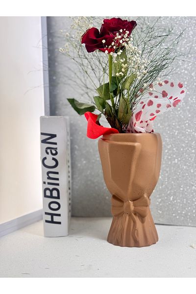 BLANJ Scandinavian Large Bouquet Vase Trinket Flower Holder Decorative Bow Vase 20X10X10Cm Bohemian