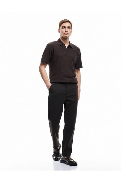 Koton Viscose Blended Pique Fabric Folded Leg Slim Fit Chino Trousers