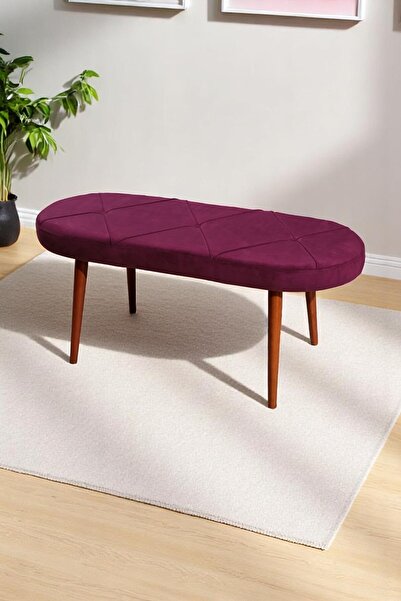 MYMASSA Bench - Soho Mor - Ahşap Ceviz Ayak