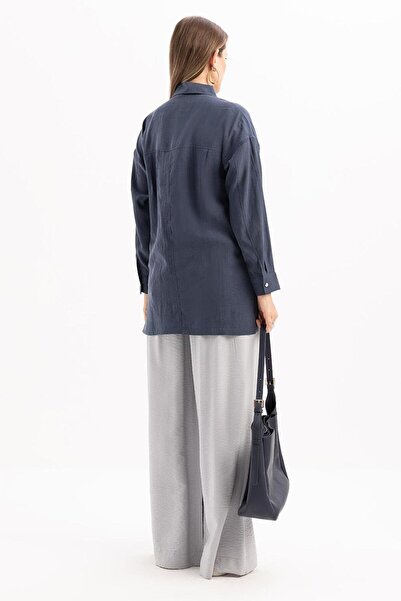 ALLDAY Kadın Cepli Gizli Patlı Gömlek Tunik