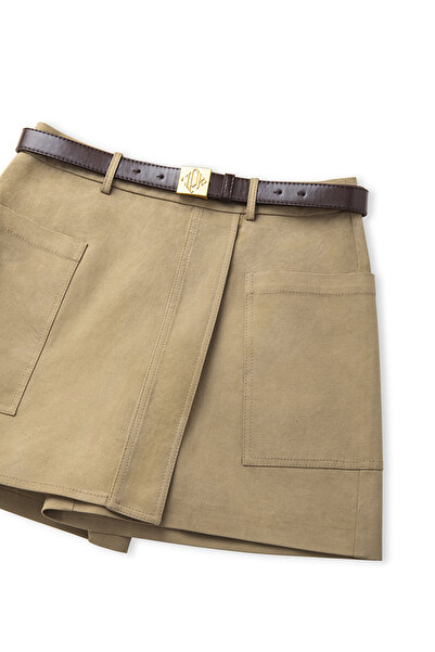 İpekyol Suni deri kemerli şort etek