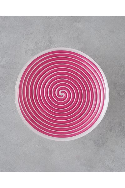 English Home Swirly Glass Cake Stand 21 cm Pink