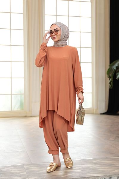 LOCCO Women's Leg Elastic Detailed Suit Orange