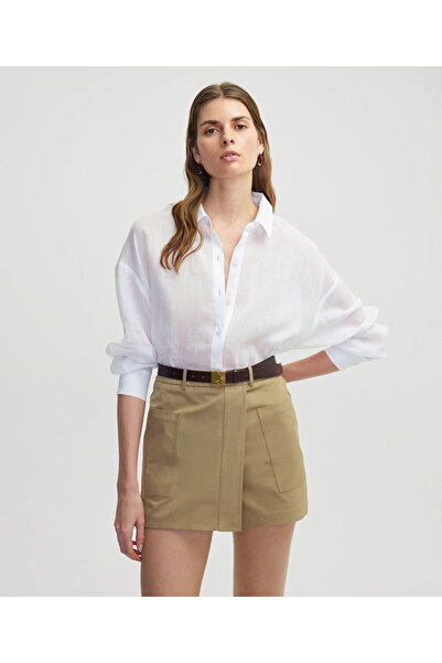 İpekyol Suni deri kemerli şort etek