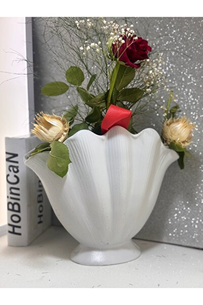 BLANJ Istiridye Vazo Kum soguk Gri Rengi (DENİZ KABUĞU VAZO)