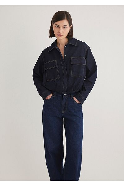 Mavi Jachetă Indigo Crop Loose Fit / Loose Relaxed Fit 1110677 -85481