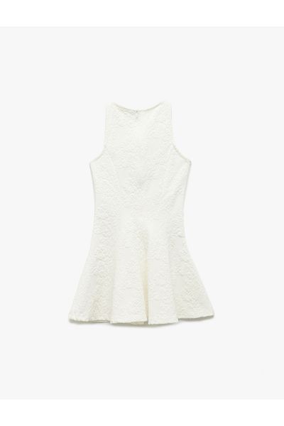 Koton Crew Neck Sleeveless Textured Dress