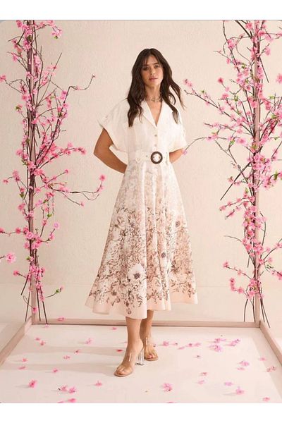 Kashaya Women's Zimmerman Model Linen Fabric Belt Included Dress