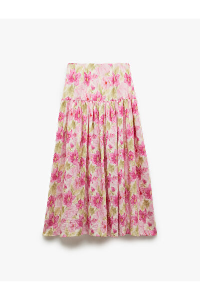 Koton Fusta lungă cu flori din țesătură de viscoză, căptușită