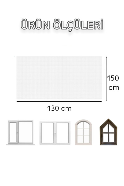 Beatitude Yapışkanlı Sineklik 130x150 Cm Çift Kanat Beyaz Tül Sineklik Pratik Pencere Uçuşan Sinek Tutucu Ağ