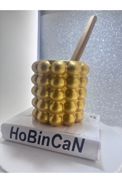 BLANJ Gold Altın Rengi 5 Baloncuklu Kaşıklık Vazo | Beton Vazo Dekorasyon | Dekor Saksı