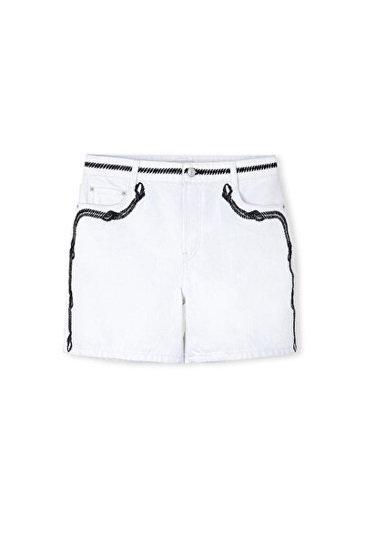 İpekyol Nakışlı non denim şort