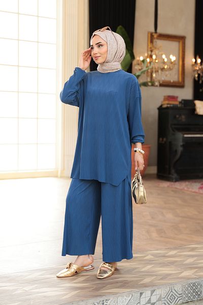 LOCCO Women's Fluffy Fabric Suit Navy Blue