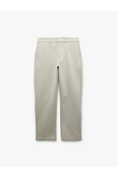 Koton Viscose Blended Pique Fabric Folded Leg Slim Fit Chino Trousers