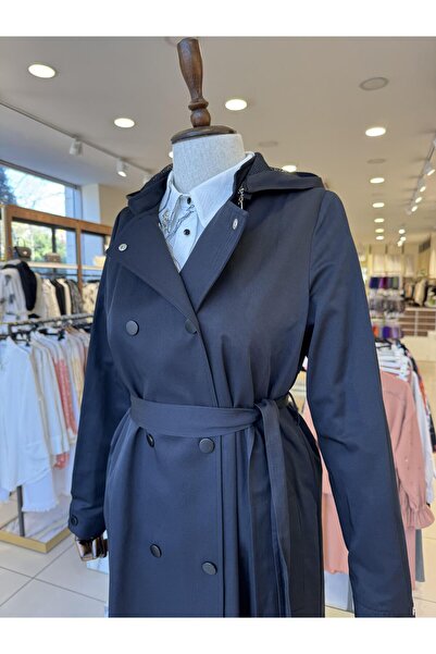 Kayra KUŞAKLI UZUN TRENÇKOT SİYAH 14011