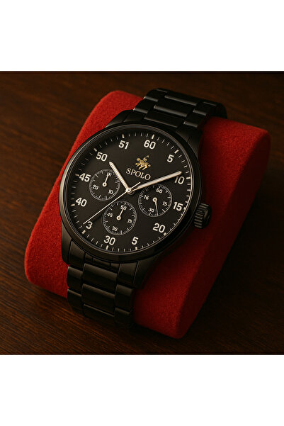 S.POLO Yeni Sezon Siyah Renk Metal Kordon Erkek Kol Saati Bileklik Hediyeli Babalar Günü Hediyesi