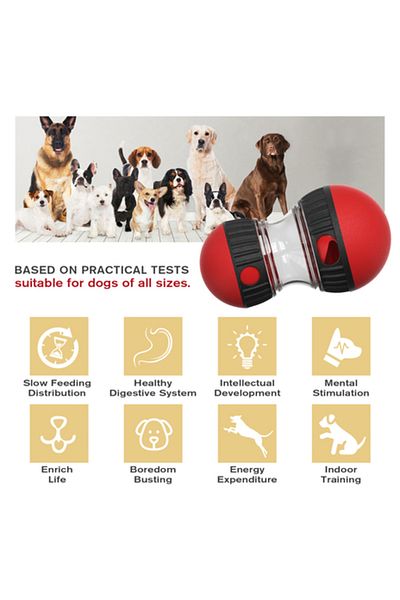 Choice 1pcs Red Dog Puzzle Toy - Elliptical Track Ball Leaky Food Dispenser Interactive Pet Game
