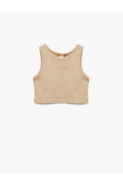 Koton Cotton Crew Neck Sleeveless Embroidered Basic Undershirt