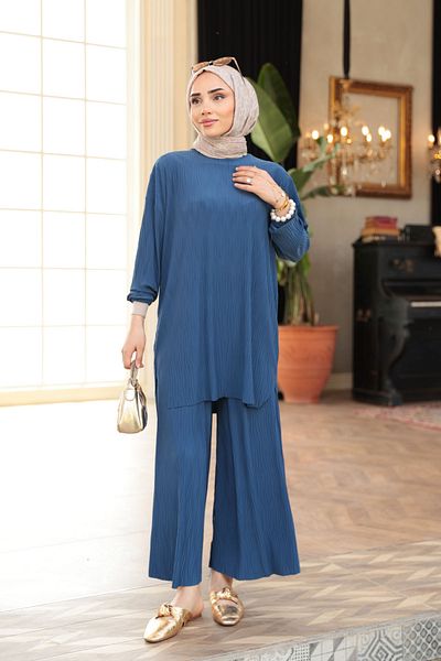 LOCCO Women's Fluffy Fabric Suit Navy Blue