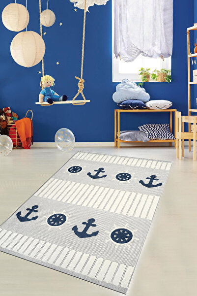 Dally Home Dijital BASKILI Renkli Kaymaz Taban Yıkanabilir Çocuk halısı Moder...