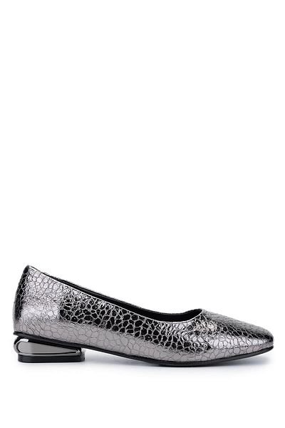 Tamer Tanca Women's Genuine Leather Anthracite Patent Leather Heeled Shoes