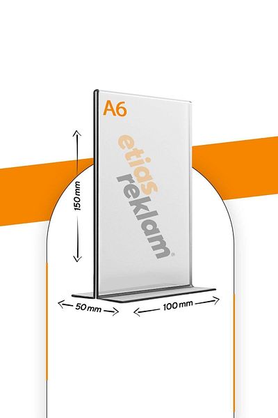 Etias Reklam A6 T Type Vertical 5-Piece Table Top 2.8 Mm Transparent Plexi Fountain / Brochure Holder