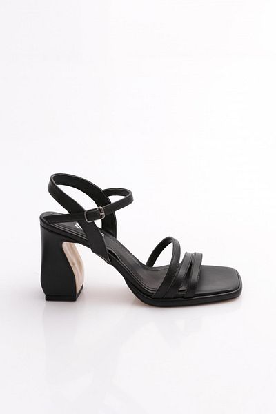DGN Pm221-K503 Women's Ankle Strap Three Stripe Heeled Shoes