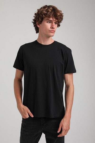 NEW WORLD POLO Crew Neck Slim Fit Black Lycra Cotton Stretch Fabric Basic T-Shirt 25Ssm20341