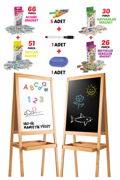 MAGNET İQ Katlanabilir Manyetik Yazı Tahtası Çift Taraflı Dev Dörtlü Set