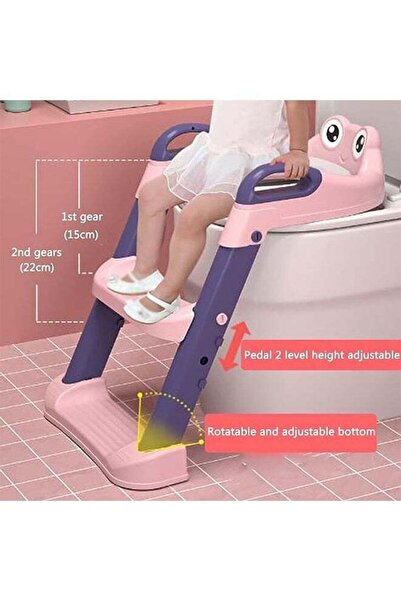 Yelajoy Foldable potty training seat,non-slip,height-adjustable,with ladder and handles,for toddlers,pink