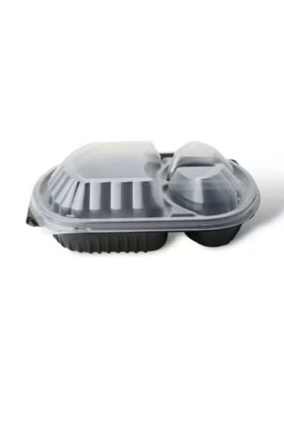 SKP Plastic 3-Compartment Rectangular Plastic Food Containers (8 Pack).