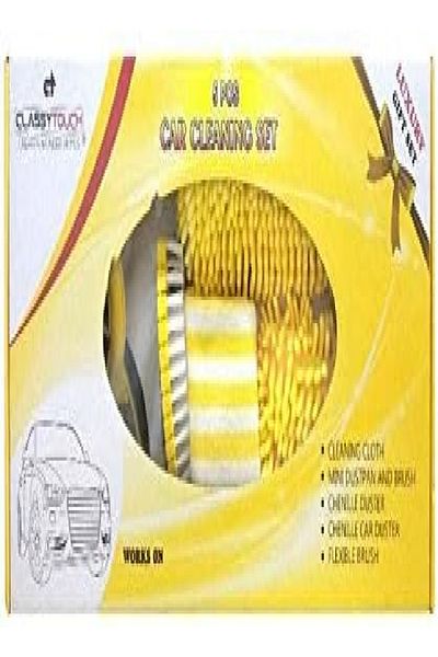 CLASSYTOUCH Car Cleaning Set – Cloth, Mini Dustpan & Brush, Chenille Duster, Flexible Duster Brush
