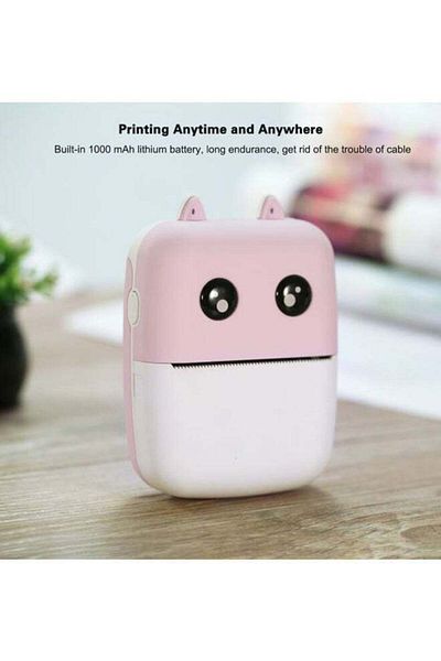 fulina Small Printer, Wireless Pocket, With Paper Roll and Charging Cable, Compact and Portable, Pink/White