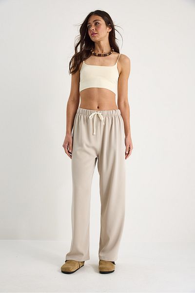 Bianco Lucci Women's Elastic Waist Tie High Waist Loose Casual Pants 3242 60281042