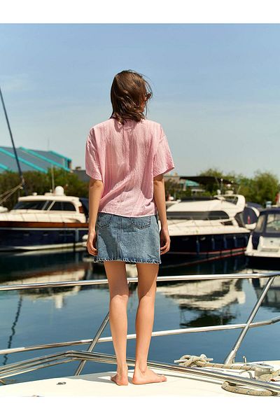 Coral Single Pocket Short Sleeve Shirt Pink