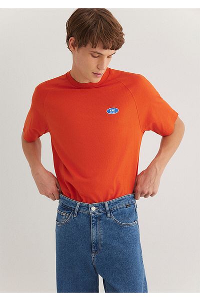 Mavi Logo Printed Orange T-Shirt Loose Fit / Loose Relaxed Fit 0612550 -70435