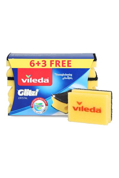 Vileda 9-Piece Glitzi Cleaning Sponge Black and Yellow