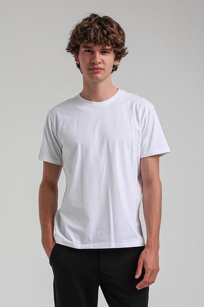NEW WORLD POLO Crew Neck Slim Fit White Lycra Cotton Stretch Fabric Basic T-Shirt 25Ssm20341