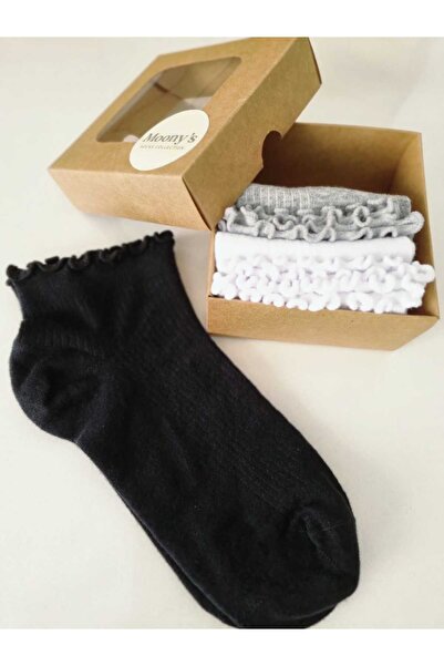 Moonys Socks Collection Set de 3 șosete pentru femei cu detaliu cu volan