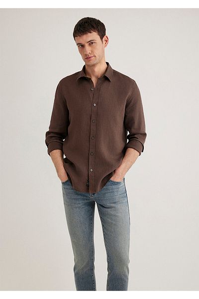 Mavi Braunes Leinenhemd Slim Fit / Slim Fit 0211466 -87537