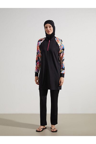 LC Waikiki College Collar Patterned Women's Hijab Swimsuit Top